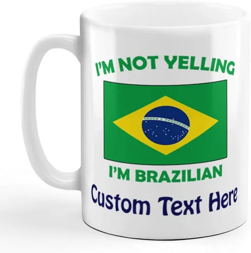 Vista 7 de Taza de té de cerámica con texto en inglés "I'M Not Yelling I Am Brazilian Brazil Brazil Brazilans Coffee Tea Cup Holiday Christmas Hanukkah Gift