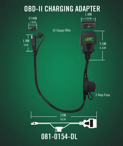 Vista 6 de Battery Tender OBDII - Cable adaptador para carga de batería de 12 V, cable de 22 pulgadas, compatible con energía solar, carga la batería de 12 V
