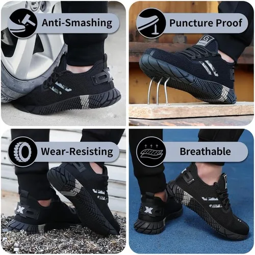 Vista 7 de Zapatos de punta de acero para hombres, zapatos compuestos para hombres de trabajo para mujeres, zapatos deportivos de seguridad con punta de acero