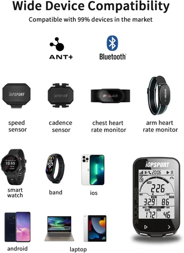 Vista 5 de Computadora de bicicleta GPS inalámbrico, velocímetro de bicicleta con retroiluminación automática de pantalla enorme de 2.6 pulgadas, computadora