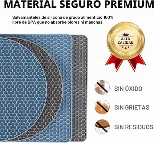 Vista 7 de Salvamanteles para platos calientes, paquete de 4 almohadillas calientes de silicona para cocina, tapete de silicona antideslizante resistente al