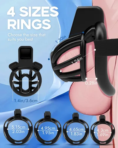 Vista 5 de Cinturón de castidad masculino jaula para pene - UTIMI Dispositivos de correa de castidad de plástico ajustable para hombre jaula de bondage