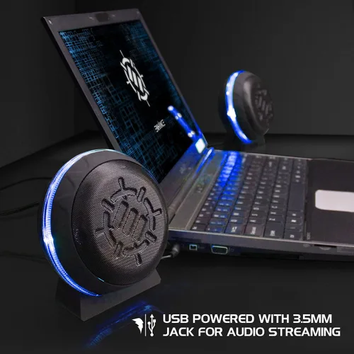 Vista 5 de ENHANCE Altavoces USB SL2 para el aula, sistema de sonido estéreo 2.0, entrada de 0.138 in, control de volumen en línea, compactos para escritorios
