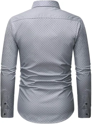 Vista 2 de WULFUL Men's Casual Long Sleeve Dress Shirt Print Cotton Business Button Down Shirts Regular Fit