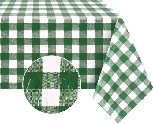 Vista 20 de Romanstile Mantel rectangular de vinilo, 100% impermeable, mantel de plástico a cuadros de búfalo, resistente y lavable para exteriores, campamento