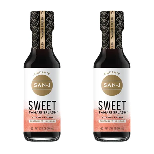 Vista 7 de San-J - Salpicadura de Tamari Dulce Orgánico con Sabor Richly - Especialmente Elaborado - Botella de 10 oz Mellow Savory Finish, Gluten Free