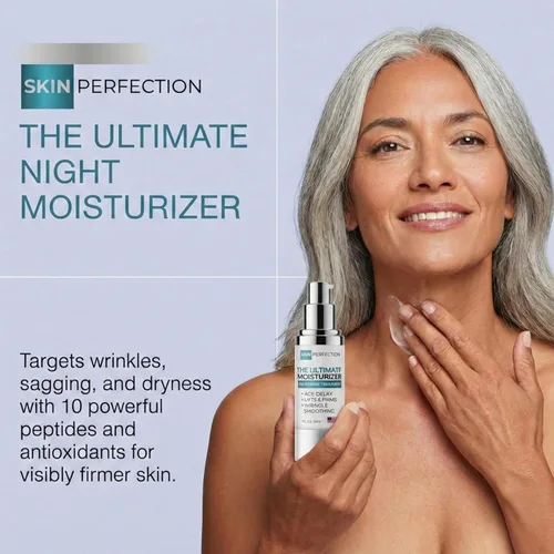 Vista 4 de Skin Perfection Crema reafirmante para el cuello El mejor hidratante facial de noche antienvejecimiento 10 péptidos Tratamiento triple Argireline