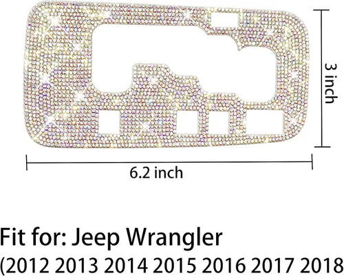 Vista 3 de Para Jeep Wrangler JK JKU Accesorios 2012 2013 2014 2015 2016 2017 2018 Bling Gear Shift Box Frame Cover Trim Panel Sticker para mujeres y hombres