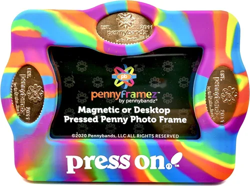 Vista 3 de Pennybandz Pennyframez - Marco magnético para fotos de escritorio con capacidad para fotos de 3 x 2 pulgadas y tres de tus centavos prensados