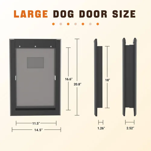 Vista 8 de Puerta de perro de aleación de aluminio, aislamiento térmico de 2 solapas, puerta para perros grandes, panel de cierre con cerraduras de seguridad