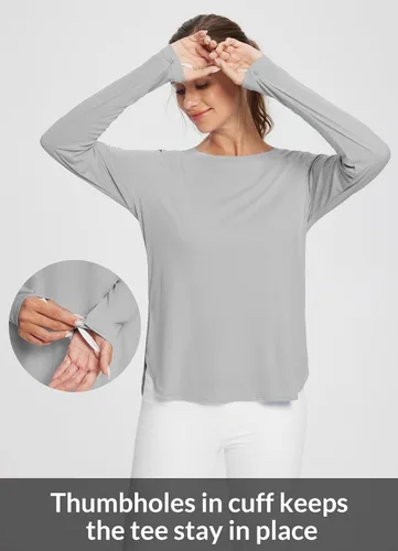 Vista 46 de BALEAF - Camisetas de sol de manga larga para mujer, con FPU 50+, para senderismo, ligeras, de secado rápido, protección contra rayos ultravioleta