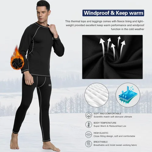 Vista 5 de Capa base de compresión para hombre, equipo de invierno con forro polar para esquiar