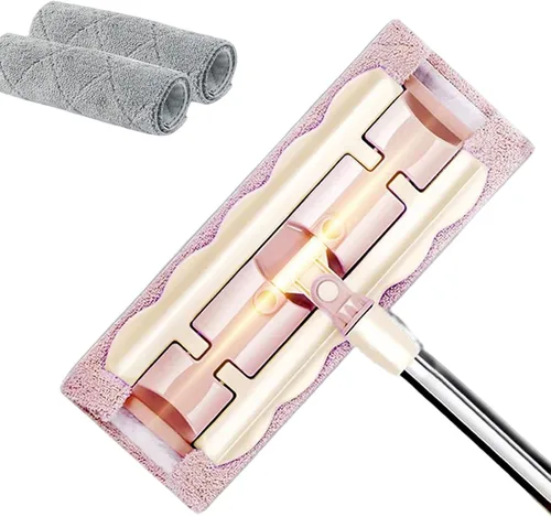 Vista 18 de Trapeador plano con mango de acero inoxidable con paños lavables reutilizables, trapeadores de microfibra profesionales 2025, 4 almohadillas