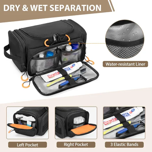 Vista 2 de Neceser táctico para hombres, bolsa de higiene colgante, kit organizador de viaje para afeitarse, artículos esenciales de ducha y artículos de aseo