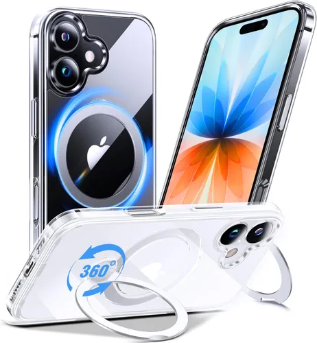 Vista 12 de Anqrp Funda transparente con función atril magnética con junta tórica para iPhone 12/12 Pro, compatible con Mag-Safe, de grado militar, reforzada