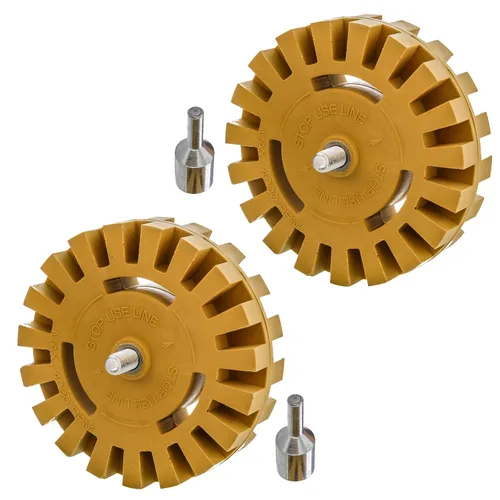 Vista 9 de TCP Global - Rueda de goma con adaptador de taladro, borde ranurado Knobby Rueda removedor de calcomanías, herramienta de eliminación