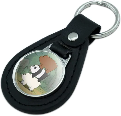 Vista 2 de GRAPHICS & MORE Llavero de cuero negro We Bare Bears Bear Stack, Negro