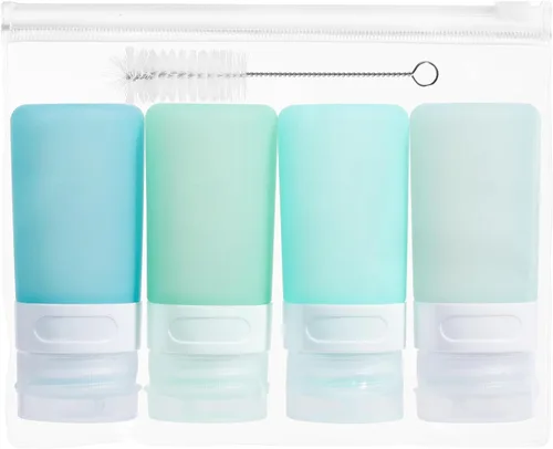 Vista 13 de MICEBAY Botellas exprimibles de condimentos para salsas, mini recipiente de silicona para aderezo de ensalada de 1 onza para llevar con bolsa