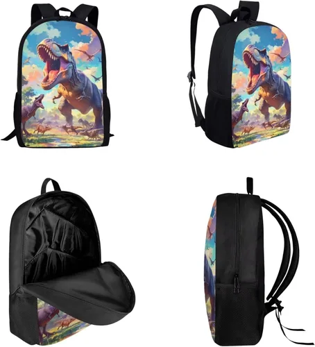 Vista 160 de HUGS IDEA Juego de 3 bolsas escolares con aislamiento térmico para el almuerzo, estuche para lápices
