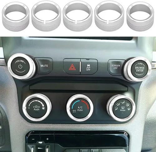 Vista 8 de Cubierta de perilla de radio de CA compatible con Dodge Ram 2019 2020 2021 aire acondicionado control de clima automático, interruptor