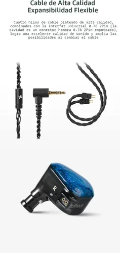 Vista 7 de Fanmusic TRUTHEAR x Crinacle Zero Auriculares con controladores dinámicos duales en el oído con auriculares de 0.78 y cable de 2 pines (Zero)