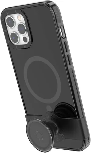 Vista 5 de PopSockets Funda negra para iPhone 12 y iPhone 12 Pro con agarre y deslizamiento para teléfono compatible con MagSafe