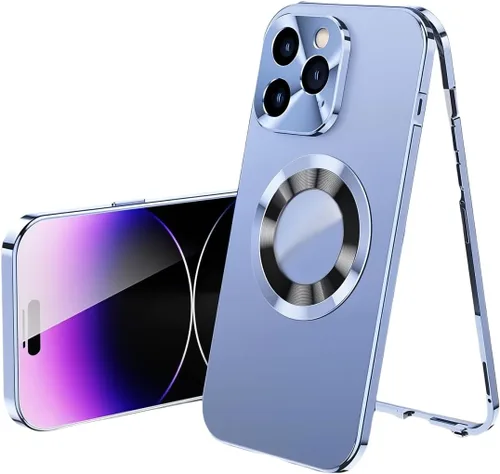 Vista 5 de Funda magnética de cuerpo completo con borde de metal, protección militar contra caídas para iPhone 12, compatible con MagSafe, protector