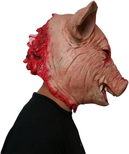 Vista 2 de Gmasking Máscara de látex de cabeza de cerdo de carnicero de látex para fiesta de disfraces de Halloween