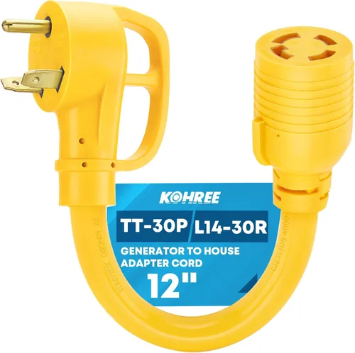 Vista 8 de Kohree Cable adaptador de generador NEMA 5-15P a L14-30R, adaptador de 3 clavijas a 4 clavijas, STW 10 AWG 12 pulgadas, generador macho de 15
