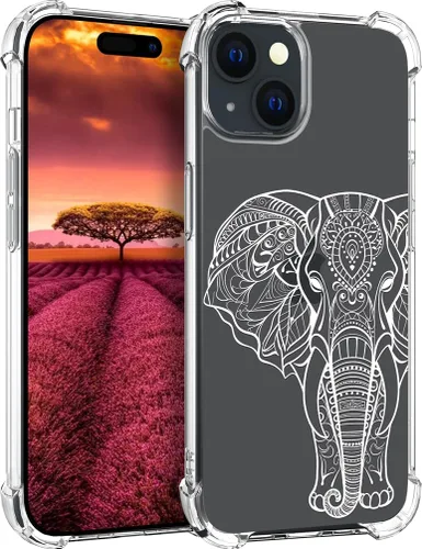 Vista 62 de Funda compatible con iPhone 15, bonita funda transparente para mujer, funda de silicona transparente para teléfono, color negro, tigre poderoso