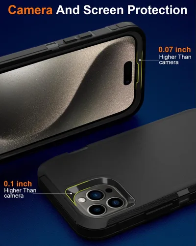 Vista 4 de Funda para iPhone 15 Pro Max (6.7 pulgadas), con 2 protectores de pantalla de vidrio templado
