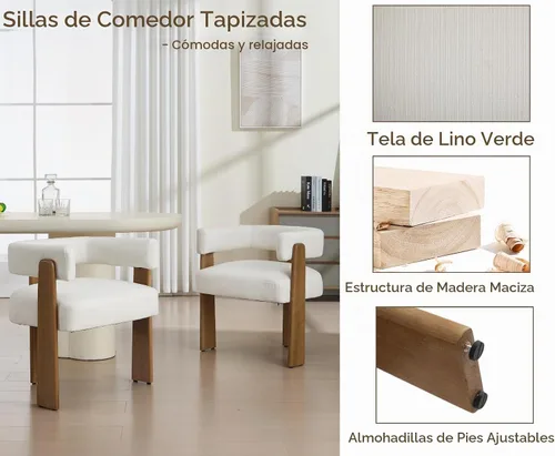 Vista 5 de Shunzhi Juego de 6 sillas de comedor de barril blanco, sillas de comedor