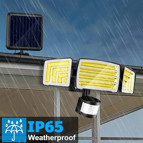 Vista 7 de Luces solares con sensor de movimiento para exteriores, 4000 lúmenes, 4 modos de iluminación, distancia de detección de 72 pies, panel solar