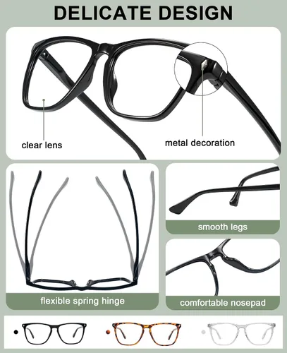 Vista 3 de AEZUNI Oversized Square Reading Glasses for Women Classic Large Frame Readers 1.0 1.5 2.0 2.5 3.0 3.5 4.0 5.0 6.0
