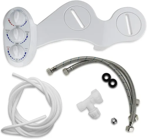 Vista 3 de Serenelife Accesorio para asiento de bidé de baño, función ajustable de agua dulce y caliente con rociador de plástico para limpieza completa