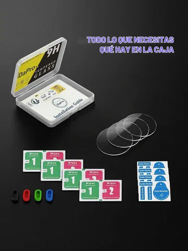 Vista 10 de iDaPro - Protector de pantalla para Garmin Forerunner 165/165 Music, 9H Glass 4-Pack + 4 Dust Plugs + ABS Box. 9H Hardness, Anti-Scratch