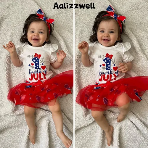 Vista 3 de Aalizzwell Traje de falda navideña para bebés recién nacidos american