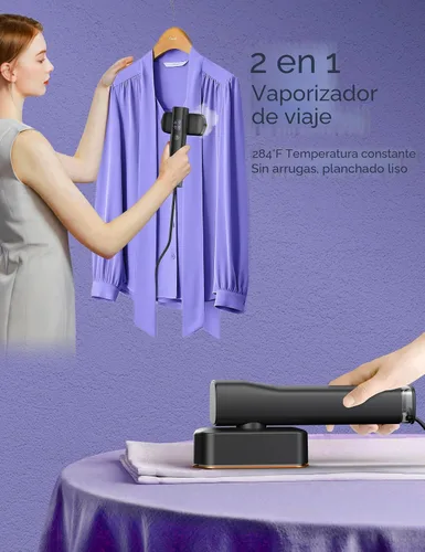 Vista 2 de Vaporizador para Ropa, Sundu Vaporizador Portátil 2 en 1 para Viaje y Plancha, Calentamiento Rápido de 15s, Tanque de Agua de 100ml (3.38 fl oz)