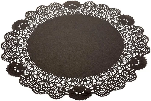 Vista 53 de Restaurantware Pastry Tek Blondas de Encaje de 4 x 4 Pulgadas 100 Vajilla Decorativa - Blondas de Mesa Desechables Redondas de Papel Negro