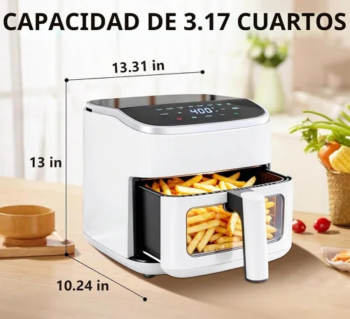 Vista 5 de Freidora de aire de 4 cuartos con ventana transparente, cesta antiadherente para freidora de aire de múltiples operaciones, apta para lavavajillas