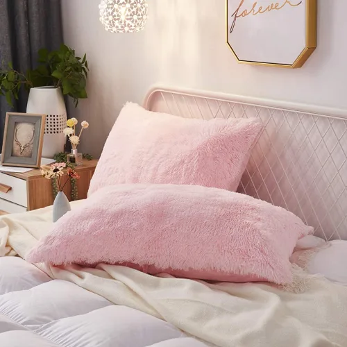 Vista 17 de Juego de 2 fundas de almohada estándar de piel sintética de terciopelo suave, fundas de almohada decorativas con cierre de cremallera