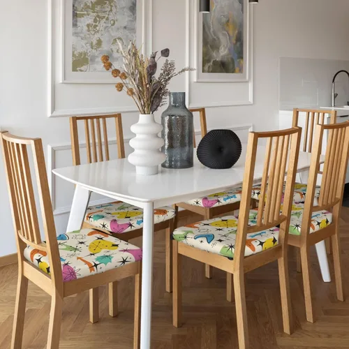 Vista 9 de Juego de 4 fundas de asiento para sillas de comedor, fundas de asiento elásticas modernas de mediados de siglo de los años 50, fundas de cojín