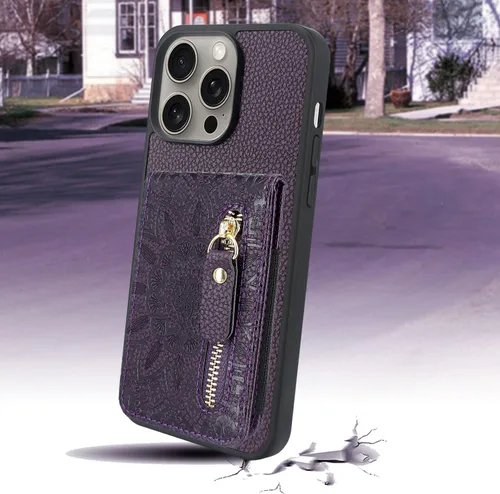 Vista 5 de Harryshell Funda compatible con iPhone 15 Pro Max con ranuras para tarjetas [con capacidad para hasta 6 tarjetas] Función de atril, bolsillo