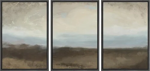 Vista 10 de wall26 Lienzo enmarcado para pared, juego de arte de acuarela pastel, paisaje rural, ilustraciones con formas abstractas, arte moderno, decorativo
