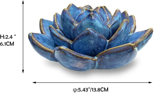 Vista 3 de Mesa de cerámica suculenta flores con base estable, mesa decorativa 3D hecha a mano (azul)
