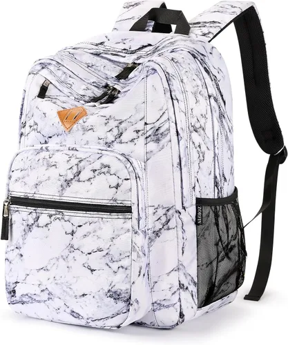 Vista 13 de ZORFIN - Mochila de 26 litros para la escuela, universidad y viajes, impermeable, con 8 compartimentos, Verde militar, Moderno