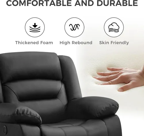 Vista 6 de EBELLO Silla reclinable eléctrica clásica, de piel sintética, silla reclinable eléctrica de gran tamaño con cojín suave y respaldo, sofá con cómodo