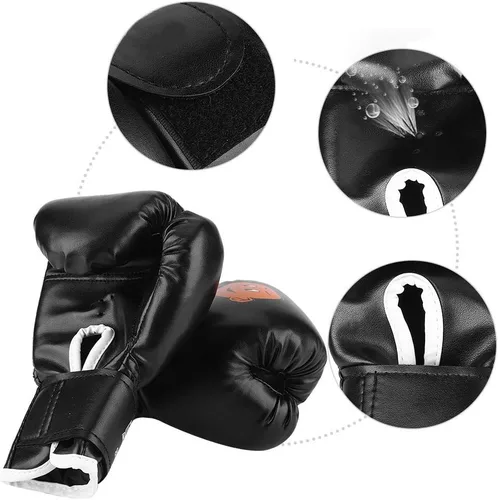 Vista 6 de Guantes de Muay Thai para niños acolchados ajustables Kickboxing para 3-12 años de edad, material de PU