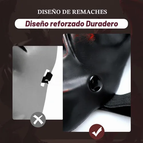 Vista 6 de VZQI Máscara de demonio de media cara de diablo para Halloween, cosplay, accesorios para adultos Rojo