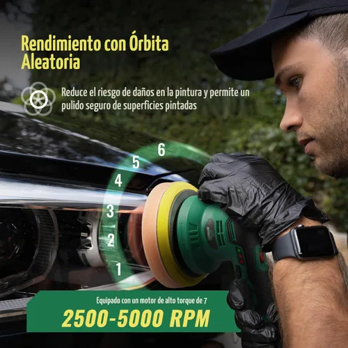 Vista 7 de BATOCA S3 - Pulidora inalámbrica para coche, 2 unidades de 11.1 V de iones de litio recargable, sin escobillas, con 6 velocidades variables, búfer